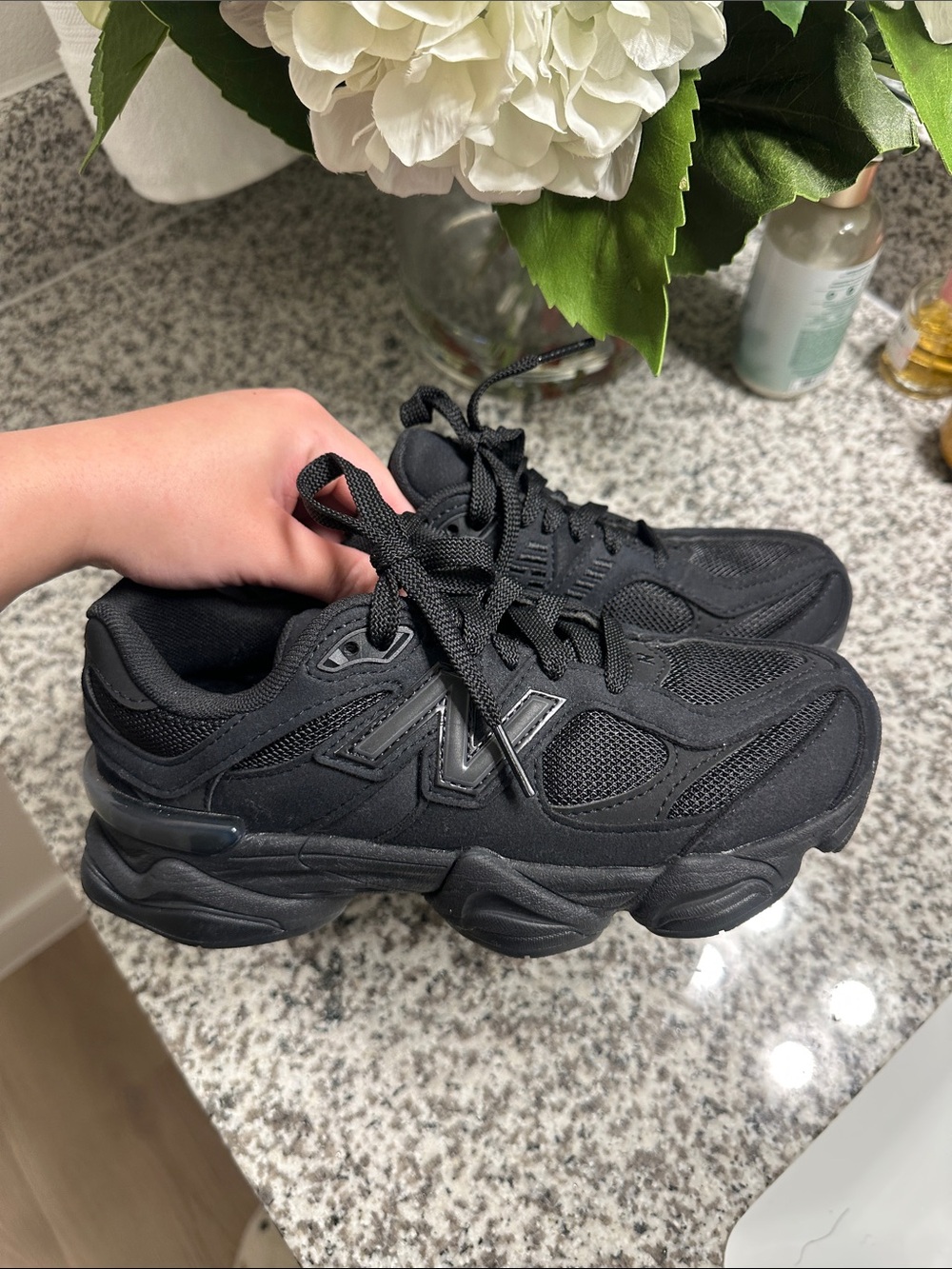 New Balance Black Mesh & Suede Athletic Sneakers